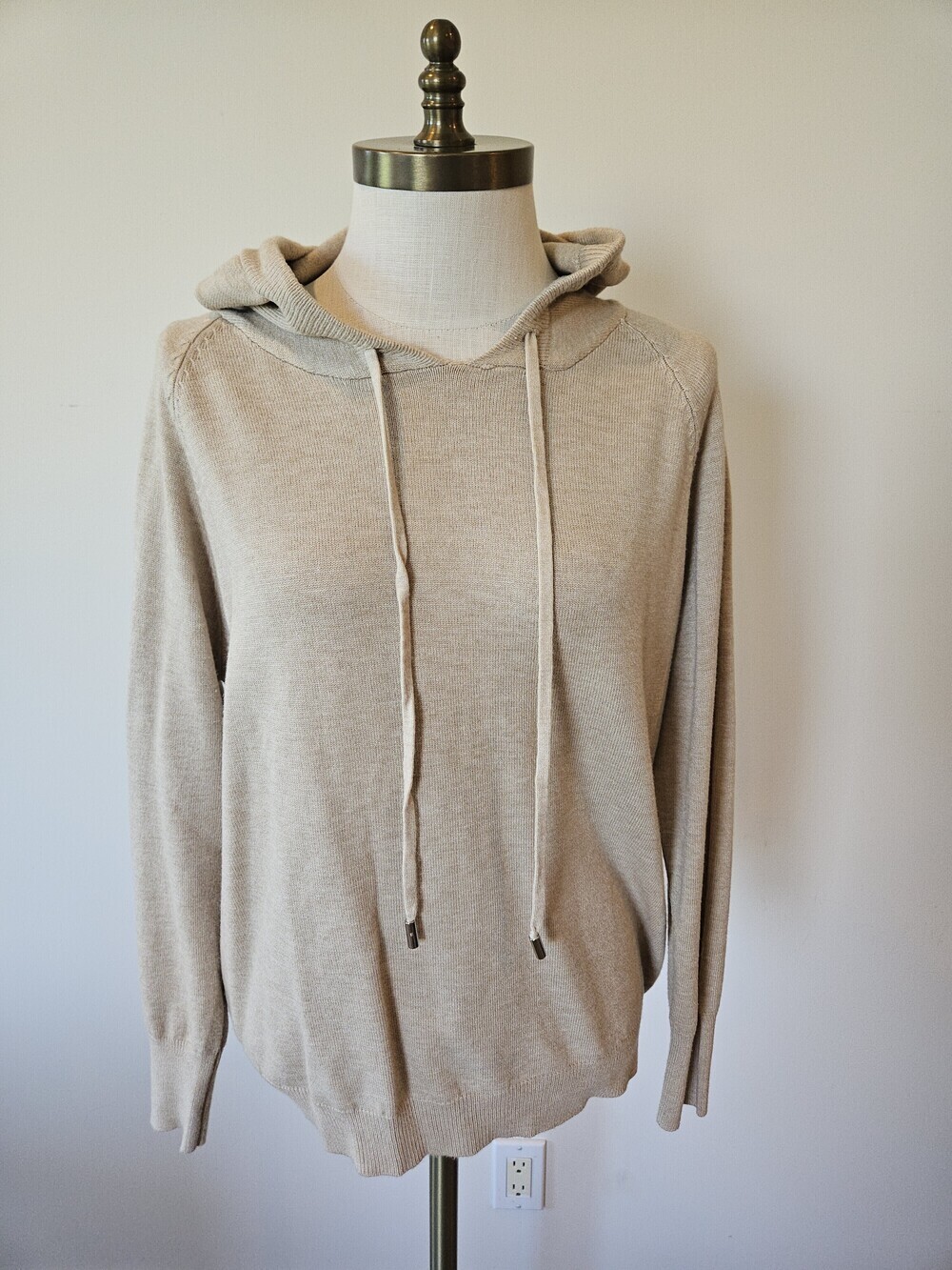 Cream Hoodie Long Sleeve Sweater